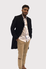 Load image into Gallery viewer, Black Men&#39;s Long Topcoat
