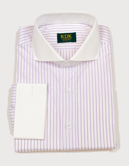 RDK Purple Stripe White Dress Shirt