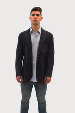 Load image into Gallery viewer, blue suede jacket
