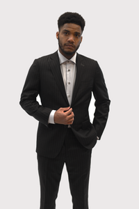 Loro Piana Black Pencil Stripe Suit