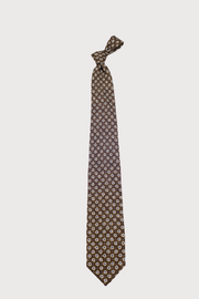 F. Marino Brown Print Silk Ties