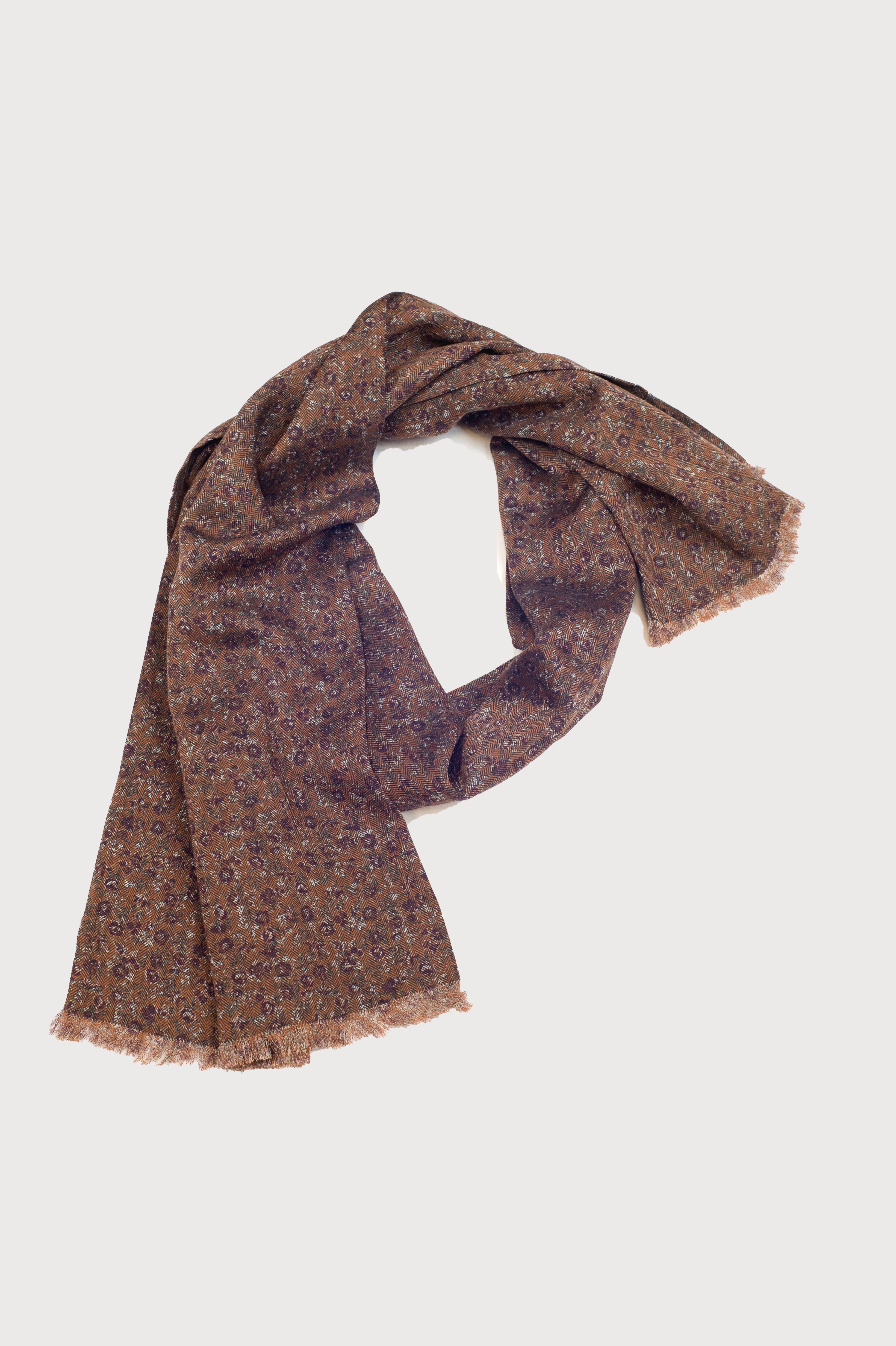 F. Marino Brown Silk/Wool Scarf